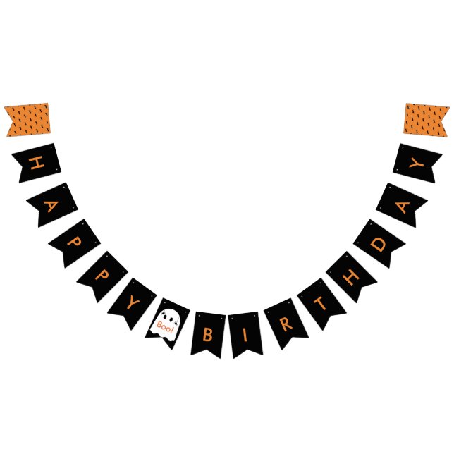 Halloween Ghost Birthday Banner Bunting Flaggor (Alla)