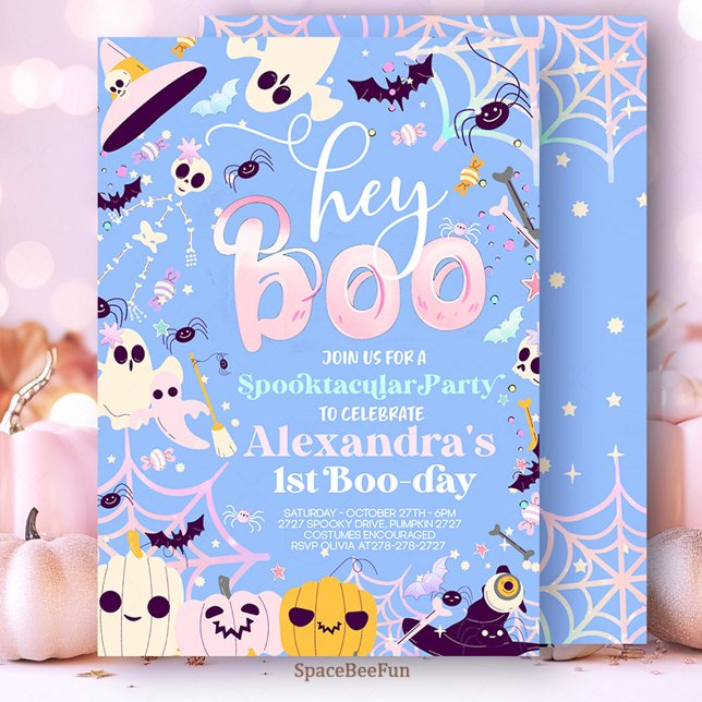 Halloween Ghost Birthday bjudande Party Hej Boo Inbjudningar (Halloween Ghost Birthday Invitation Party Hey boo Girl Cute Ghost Birthday Spooktacular Halloween 
)