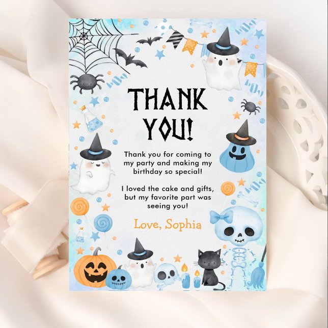 Halloween Ghost Birthday Tack Kort (Skapare uppladdad)