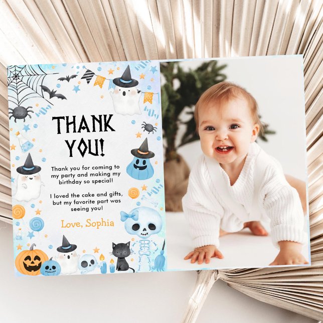 Halloween Ghost Birthday Tack Kort (Skapare uppladdad)