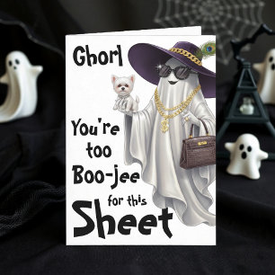 Halloween Ghost Boo Boujee Womens Grattis på födel Kort