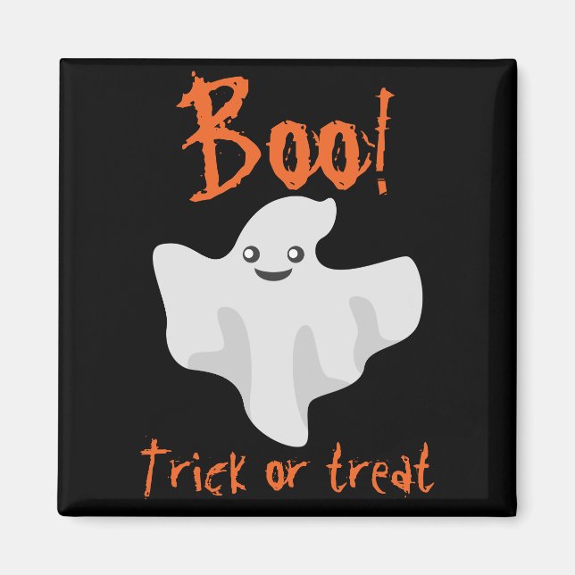 Halloween Ghost Boo! Bus eller godis Magnet (Framsidan)