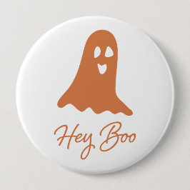 Halloween Ghost Boo Orange och White Button Pin Knapp