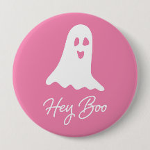 Halloween Ghost Boo Rosa och White Button Pin