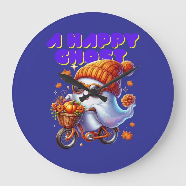 Halloween Ghost Boo Wall Clock Stor Klocka (Framsida)