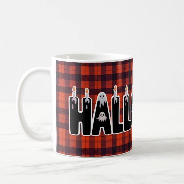 Halloween Ghost Candle Lettering Kaffemugg (Vänster)