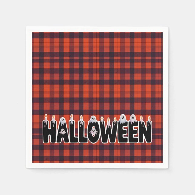Halloween Ghost Candle Lettering Pappersservett (Framsidan)
