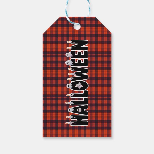 Halloween Ghost Candle Lettering Presentetikett (Framsidan)