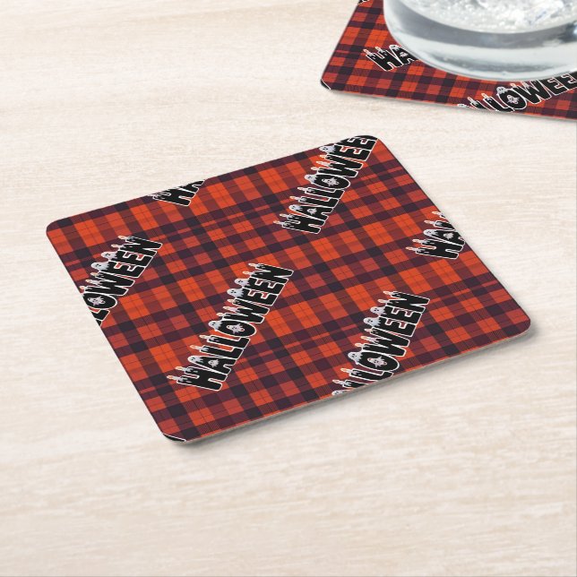 Halloween Ghost Candle Lettering Underlägg Papper Kvadrat (Vinklad)