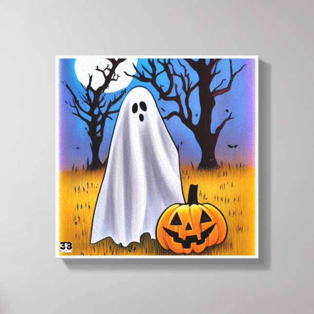 Halloween Ghost Canstor Art Canvastryck (Framsida)