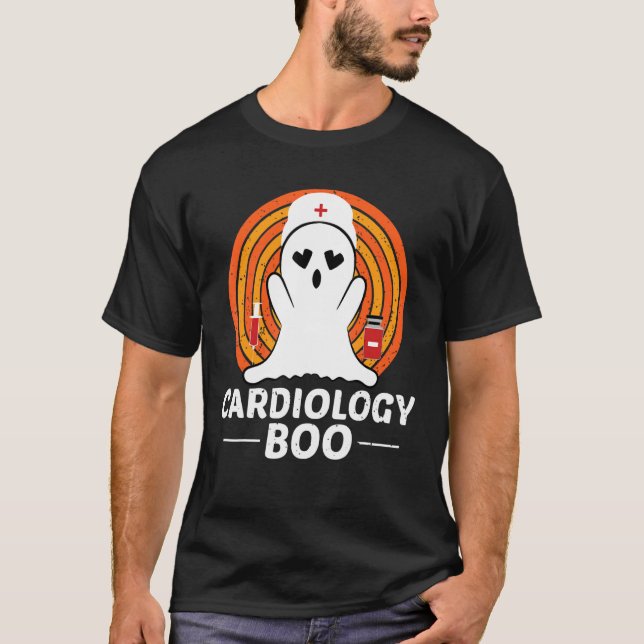 Halloween Ghost Cardiology Boo Nurse Ghost Figurin T Shirt (Framsida)