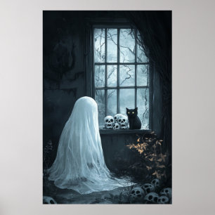 Halloween Ghost, Cat och Skuls Poster