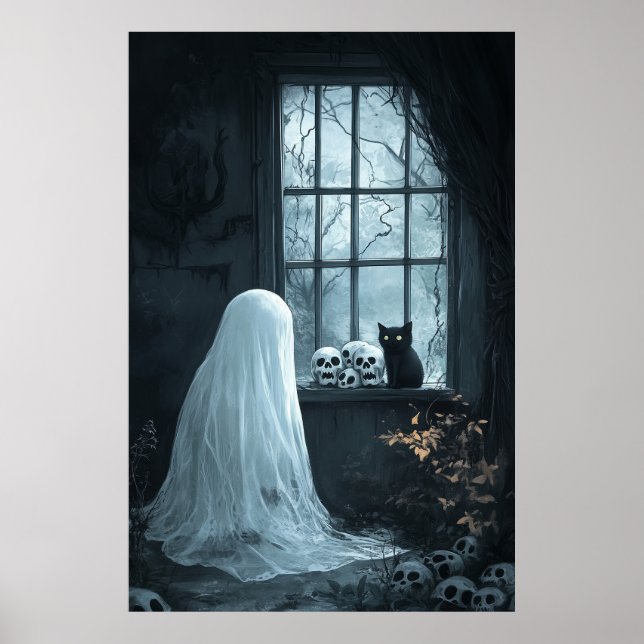 Halloween Ghost, Cat och Skuls Poster (Framsidan)