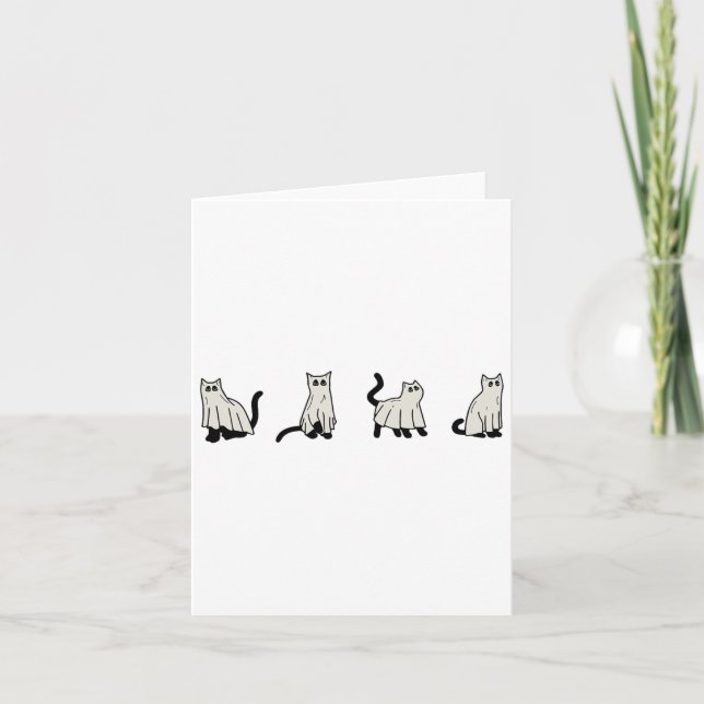 Halloween Ghost Cats Cute Cats in Ghost Costumes F Kort (Framsida)