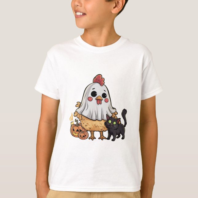 Halloween Ghost Chicken #2 Digital Art T Shirt (Framsida)