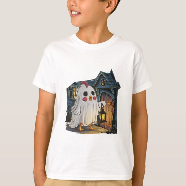 Halloween Ghost Chicken #4 Digital Art T Shirt (Framsida)