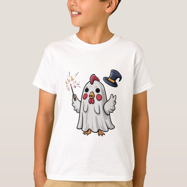 Halloween Ghost Chicken #8 Digital Art T Shirt (Framsida)