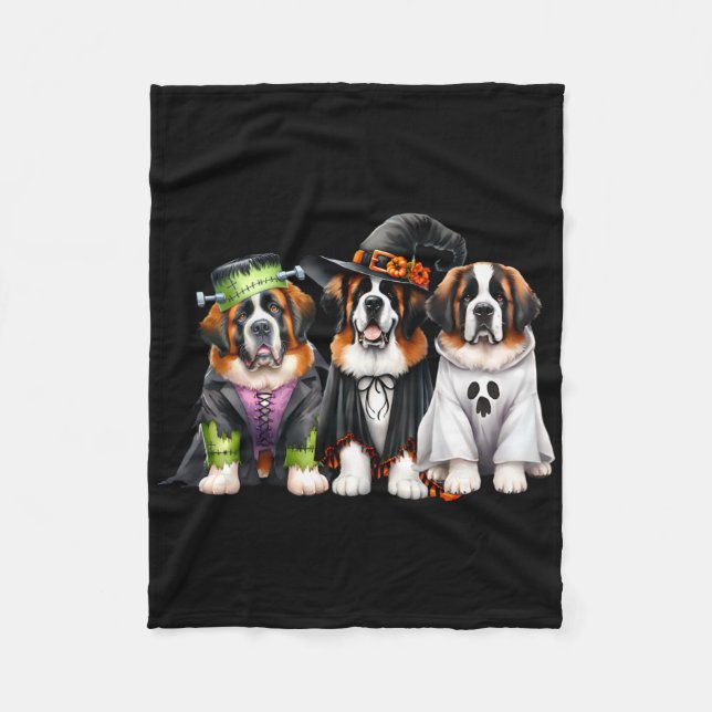 Halloween Ghost Costume Witch Hund Saint Bernard S Fleecefilt (Framsidan)