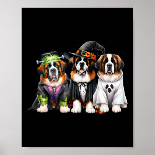 Halloween Ghost Costume Witch Hund Saint Bernard S Poster