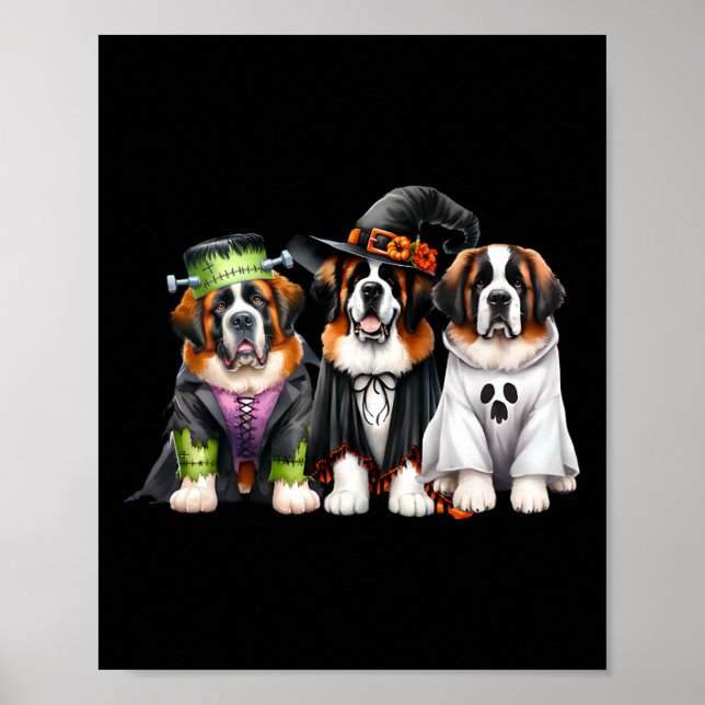 Halloween Ghost Costume Witch Hund Saint Bernard S Poster (Framsidan)