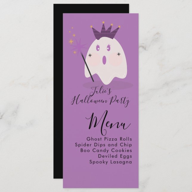 Halloween Ghost Cute Ghoul Costume Party Menu Julkort (Fram/baksida)