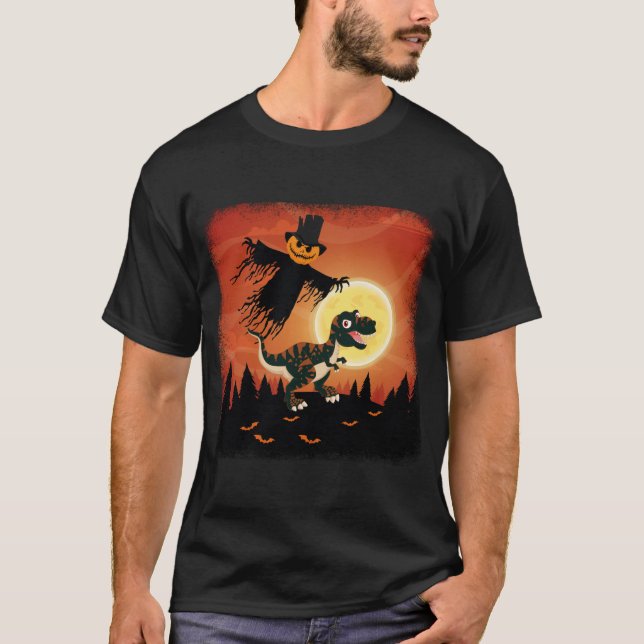 Halloween Ghost Dinosaur T rex Scary T Shirt (Framsida)