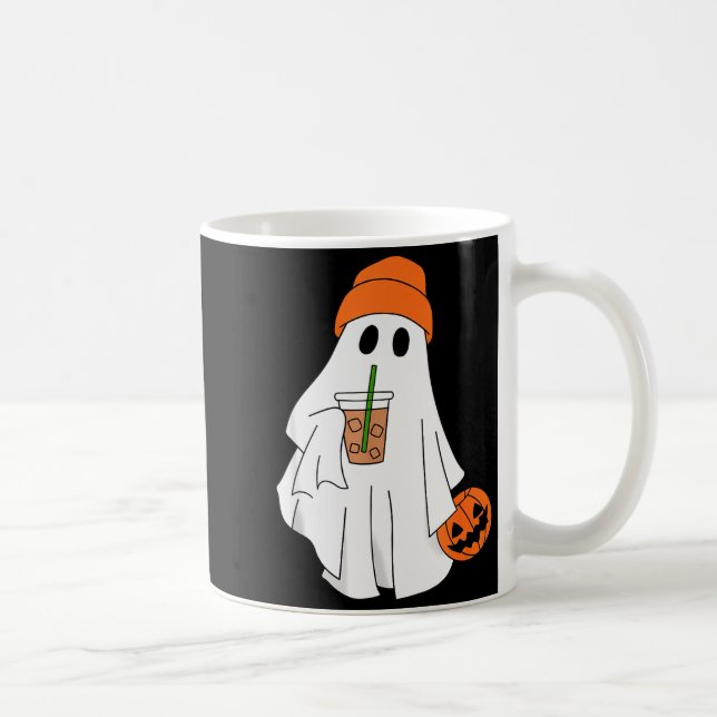 Halloween Ghost Drinking Coffee Ghost Ice Coffee M Kaffemugg (Höger)