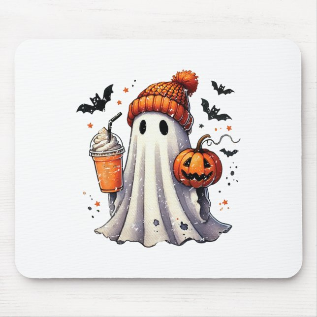 Halloween Ghost Drinking Coffee Musmatta (Framsidan)