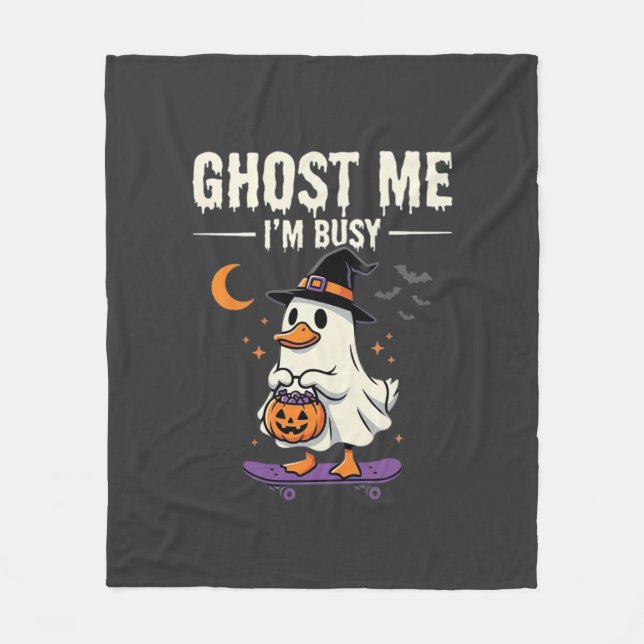 Halloween Ghost Duck Skateboard Design_1 Fleecefilt (Framsidan)