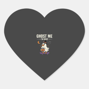 Halloween Ghost Duck Skateboard Design_1 Hjärtformat Klistermärke