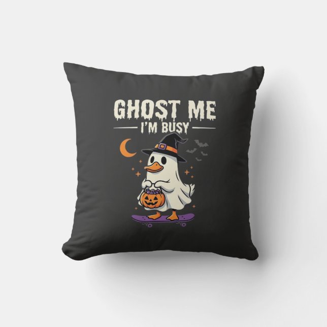 Halloween Ghost Duck Skateboard Design_1 Kudde (Framsida)