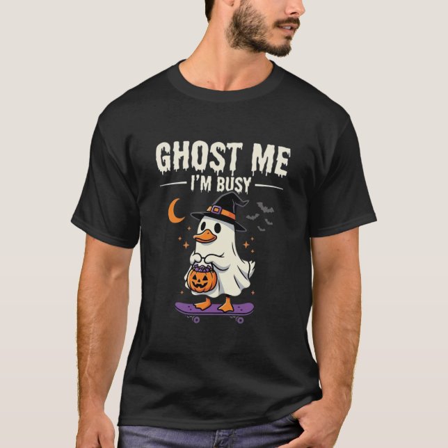 Halloween Ghost Duck Skateboard Design_1 T Shirt (Framsida)