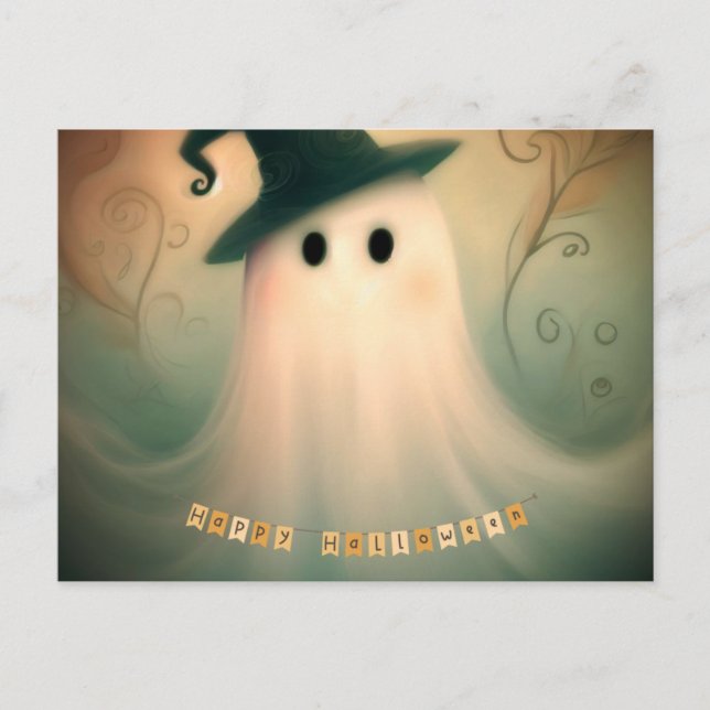 Halloween/Ghost/Fall/Whimsical Vykort (Framsida)