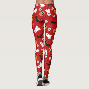 Halloween Ghost-Fladdermöss och påssjuka i rött Leggings