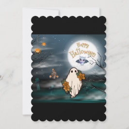 Halloween Ghost Fladdermus Spiders Halloween-kort Anteckningskort