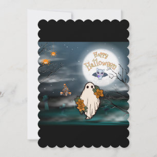 Halloween Ghost Fladdermus Spiders Halloween-kort Anteckningskort