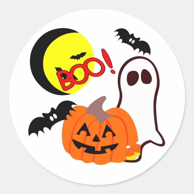 Halloween Ghost Friends Runt Klistermärke (Framsida)