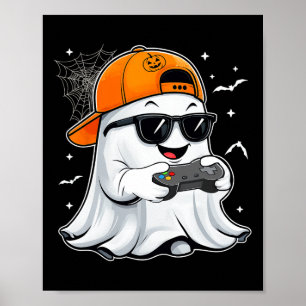 Halloween Ghost Gamer Scary Costume Gaming Manar B Poster