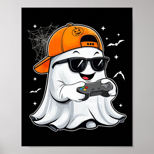Halloween Ghost Gamer Scary Costume Gaming Manar B Poster (Framsidan)