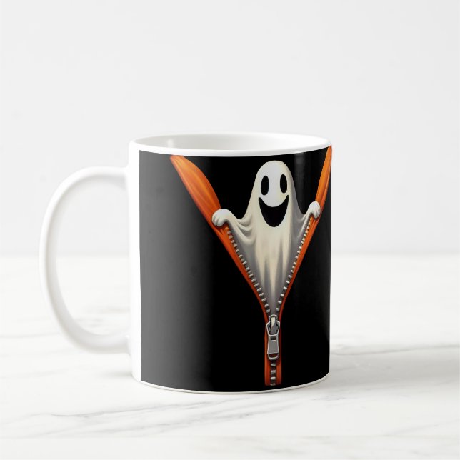 Halloween Ghost genom en Zipper-design Kaffemugg (Vänster)