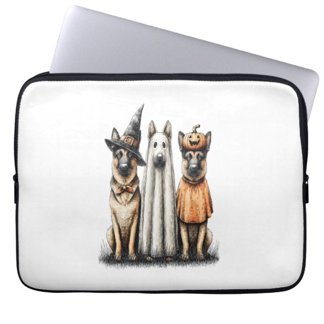 Halloween Ghost German Shepherd Hund Laptop Fodral (Framsidan)
