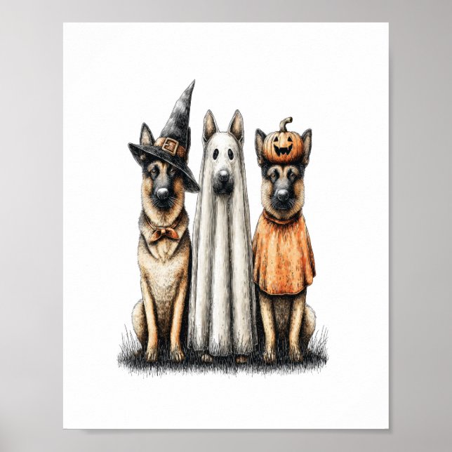Halloween Ghost German Shepherd Hund Poster (Framsidan)