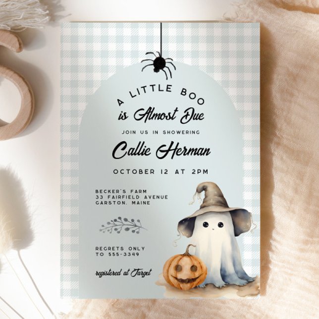 Halloween Ghost Gingham Little Boo Baby Shower Inbjudningar (Skapare uppladdad)