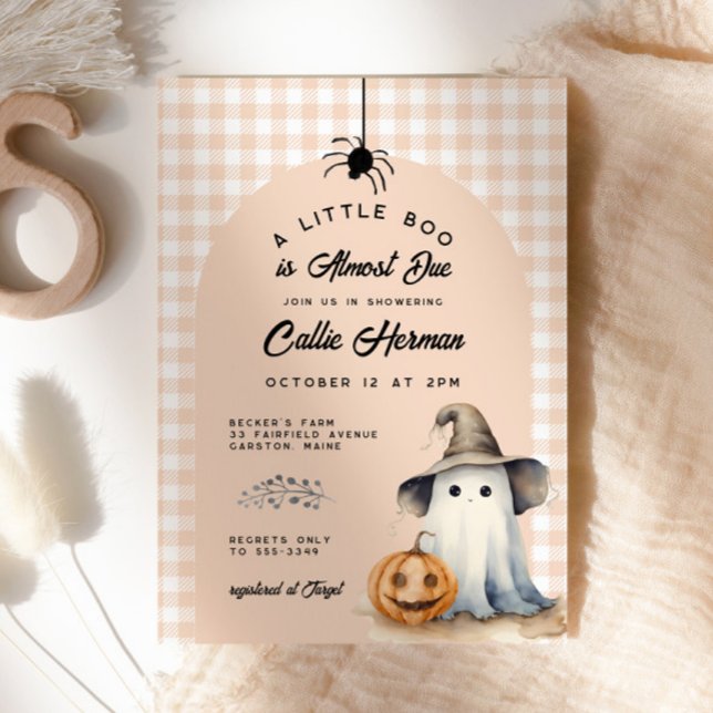 Halloween Ghost Gingham Little Boo Baby Shower Inbjudningar (Skapare uppladdad)