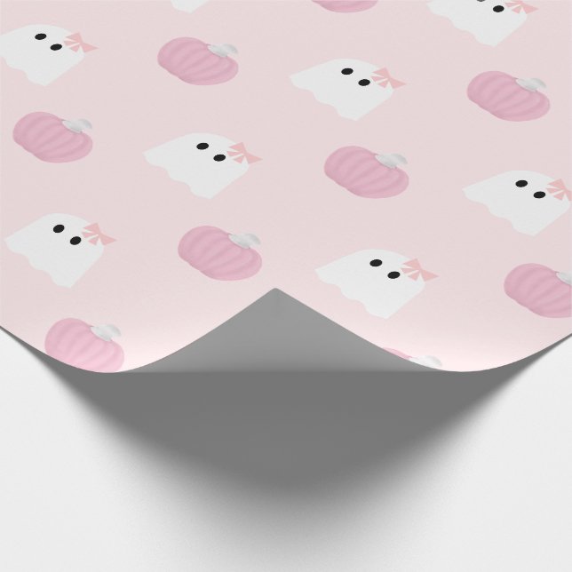 Halloween Ghost Girl Rosa Pumpkin Mönster Presentpapper (Hörn)