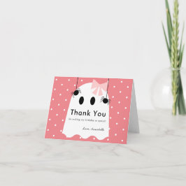 Halloween Ghost Girl Rosa Ribbon Tack Kort