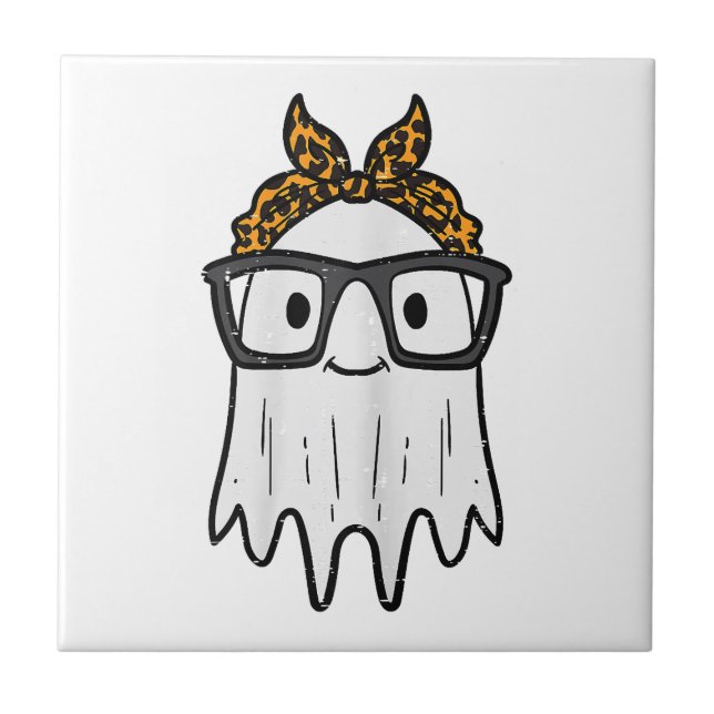 Halloween Ghost Glasses Cute Kakelplatta (Framsidan)