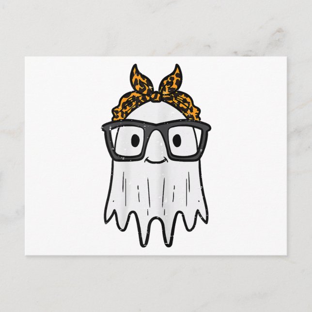 Halloween Ghost Glasses Cute Vykort (Framsida)
