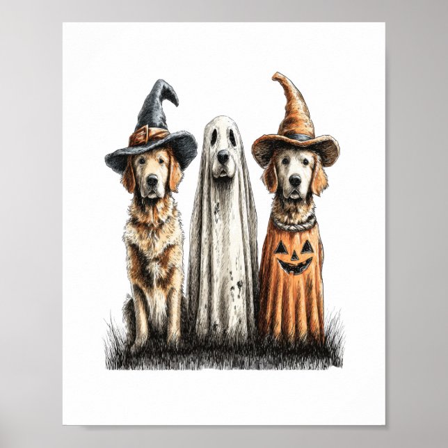 Halloween Ghost Golden Retriever Hund Poster (Framsidan)