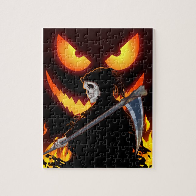 Halloween Ghost Grim Reaper Flame Pussel (Vertikal)